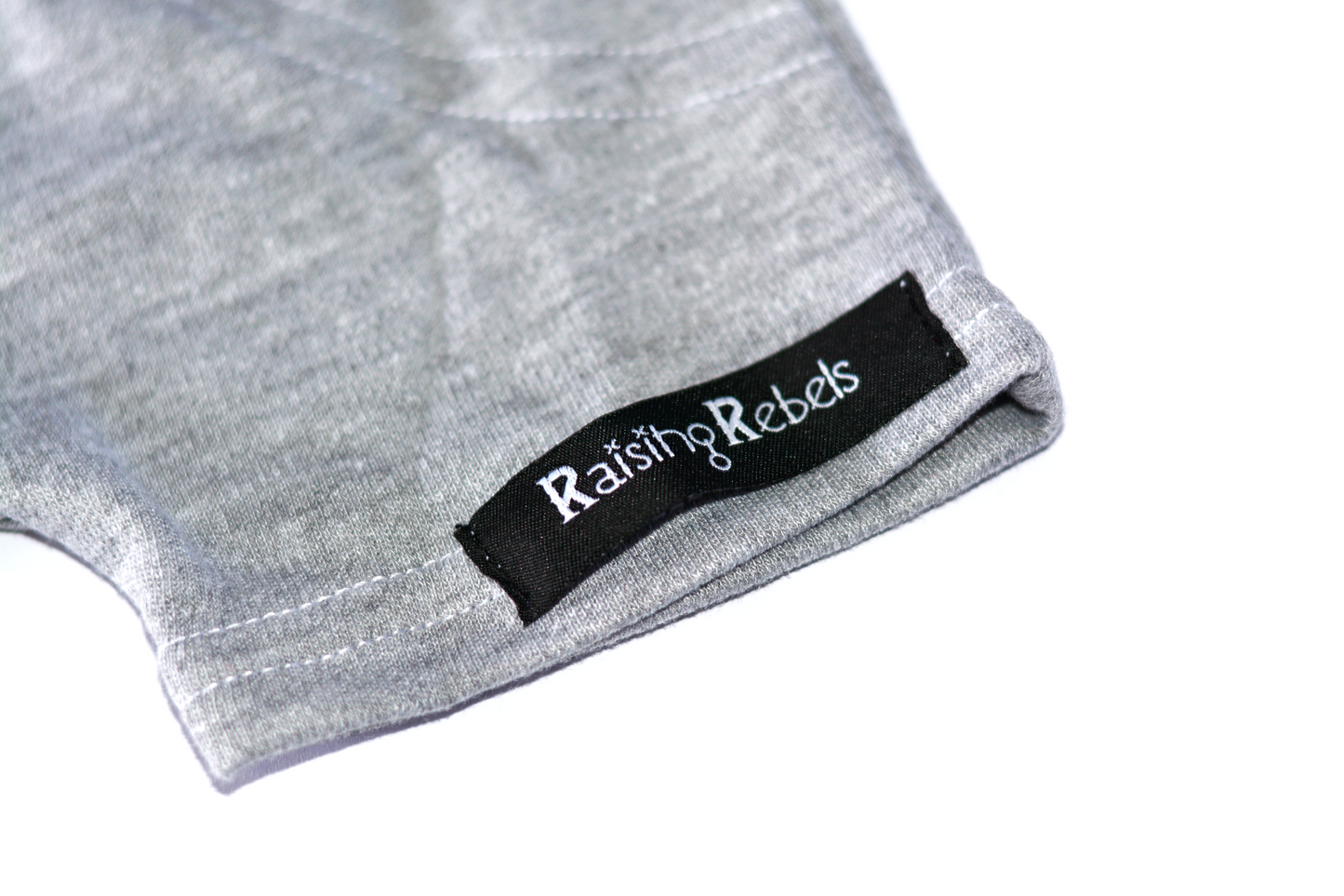 Raising Rebels Logo on Grey Baby Shorts